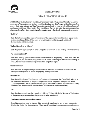 Form 5 - Transfer of Land