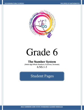 Number name 100 to 200 - THE NEWARK PUBLIC SCHOOLS THE OFFICE OF MATHEMATICS Grade 6 The Number System (Multidigit Whole Numbers, Fractions, Decimals) 6