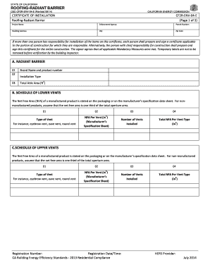 California Roofing Radiant Barrier Certificate