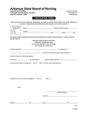 Arkansas Nurse Licensure Verification Form