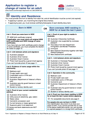 NSW Adult Change of Name Application