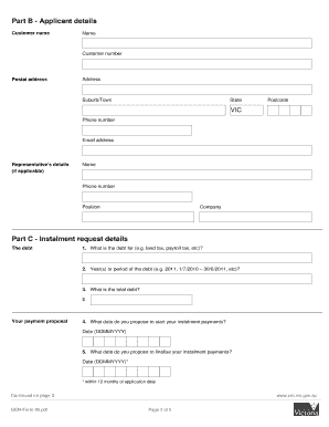 Victoria Tax Instalment Application Form