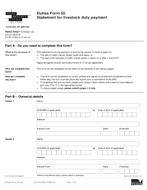 Victoria Livestock Duty Payment Form