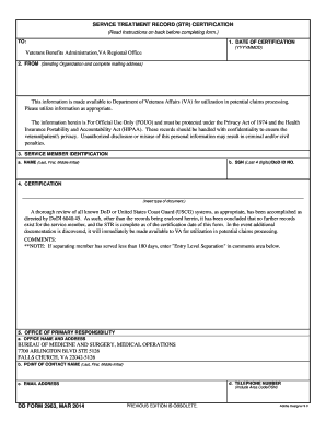 Service Treatment Record Certification