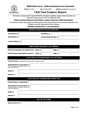 NSW Taxi Fare Evasion Report
