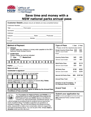NSW National Parks Annual Pass Application
