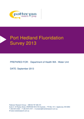 Port Hedland Fluoridation Survey 2013 - Public Health - Department - public health wa gov