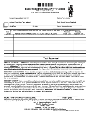 IRS Section 125 Flexible Benefit Plan Expense Reimbursement Voucher