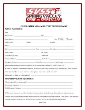 Confidential Medical History Questionnaire