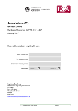 UK Credit Union Annual Return Form