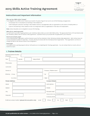 2015 Skills Active Training Agreement