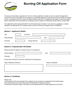 Burn Off Application Form