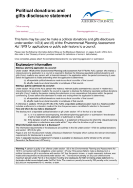 Political Donations and Gifts Disclosure Statement