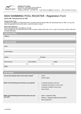 NSW Swimming Pool Registration Form