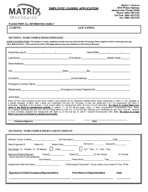 Employee Leasing Application