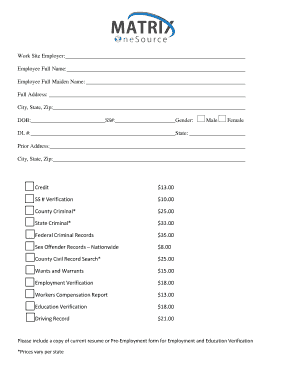 Background Check and Drug Screening Authorization Form