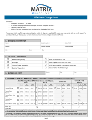 Life Event Change Form
