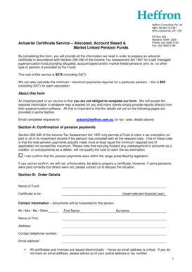 Actuarial Certificate Service Form