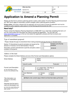 Application to Amend a Planning Permit
