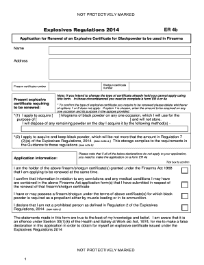 UK Explosive Certificate Renewal Application