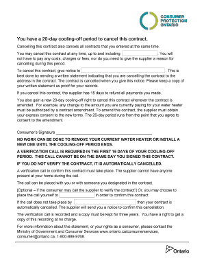 Ontario Consumer Contract Cancellation Form