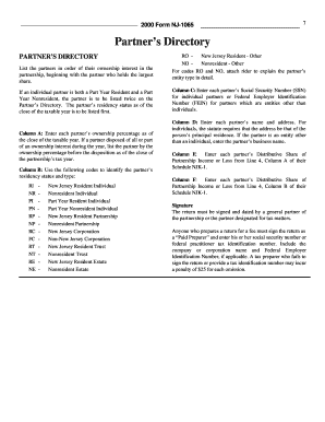 New Jersey Partnership Return Form NJ-1065