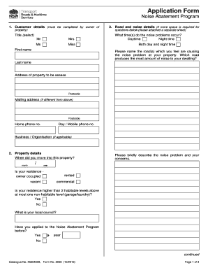 Noise Abatement Program Application Form