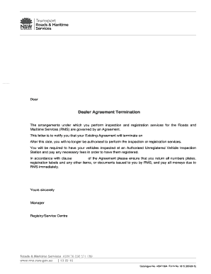 Dealer Agreement Termination Letter Dealer Agreement Termination Letter - Catalogue No 45071624 - Form No 1615