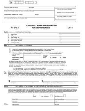 Rhode Island Income Tax Declaration