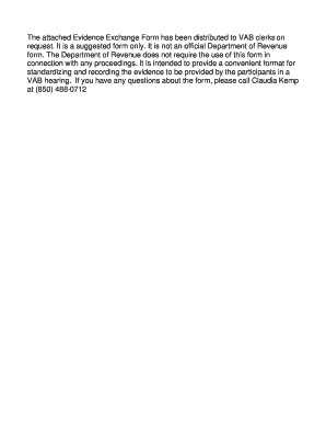 Evidence Exchange Form for VAB Hearings