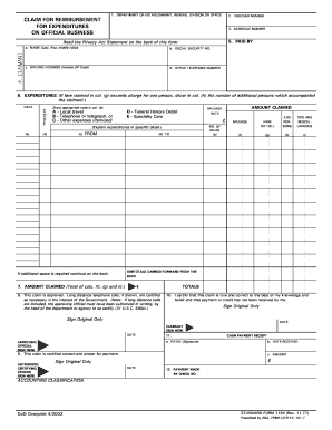 US Federal Travel Expense Reimbursement Form
