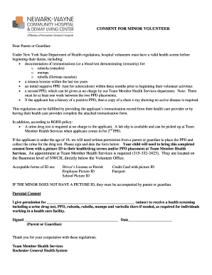 Consent for Minor Volunteer