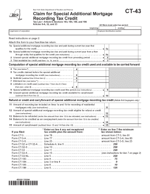 New York Special Additional Mortgage Recording Tax Credit Form