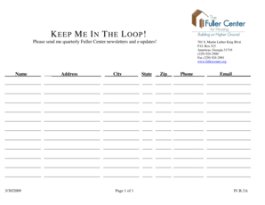 Fuller Center Newsletter Subscription Form