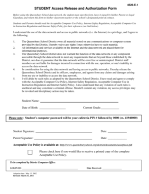Student Access Release and Authorization Form