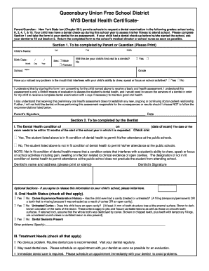 NYS Dental Health Certificate