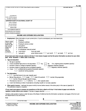 California Income and Expense Declaration Form