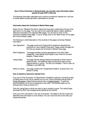 IDOT Contractor's Market Place Interest Form