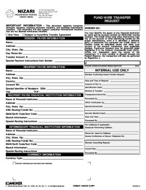 Fund/Wire Transfer Request Form