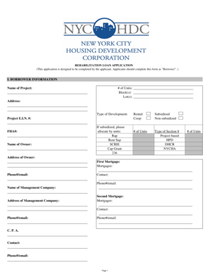 Rehabilitation Loan Application