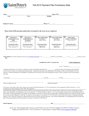 Fall 2015 Payment Plan Promissory Note