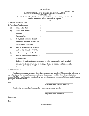 Electronic Clearing Service Mandate Form