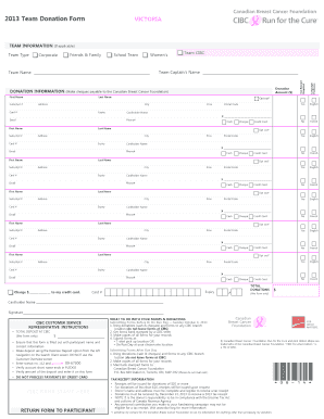 2013 Team Donation Form