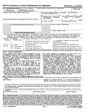HUD/VA Addendum to Uniform Residential Loan Application
