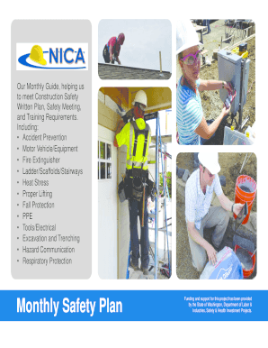 Construction safety plan - Monthly Safety Plan Calendar Accident Prevention Program - lni wa