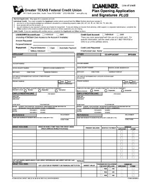 Greater Texas Federal Credit Union Line of Credit Application