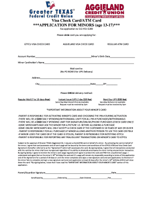 Visa Check Card/ATM Card Application for Minors