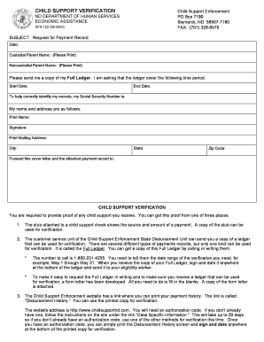 Child Support Verification Request