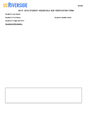 2015-2016 Student Household Size Verification Form