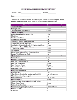 FOURTH GRADE BRIDGES MATH INVENTORY Teachers - pps k12 or